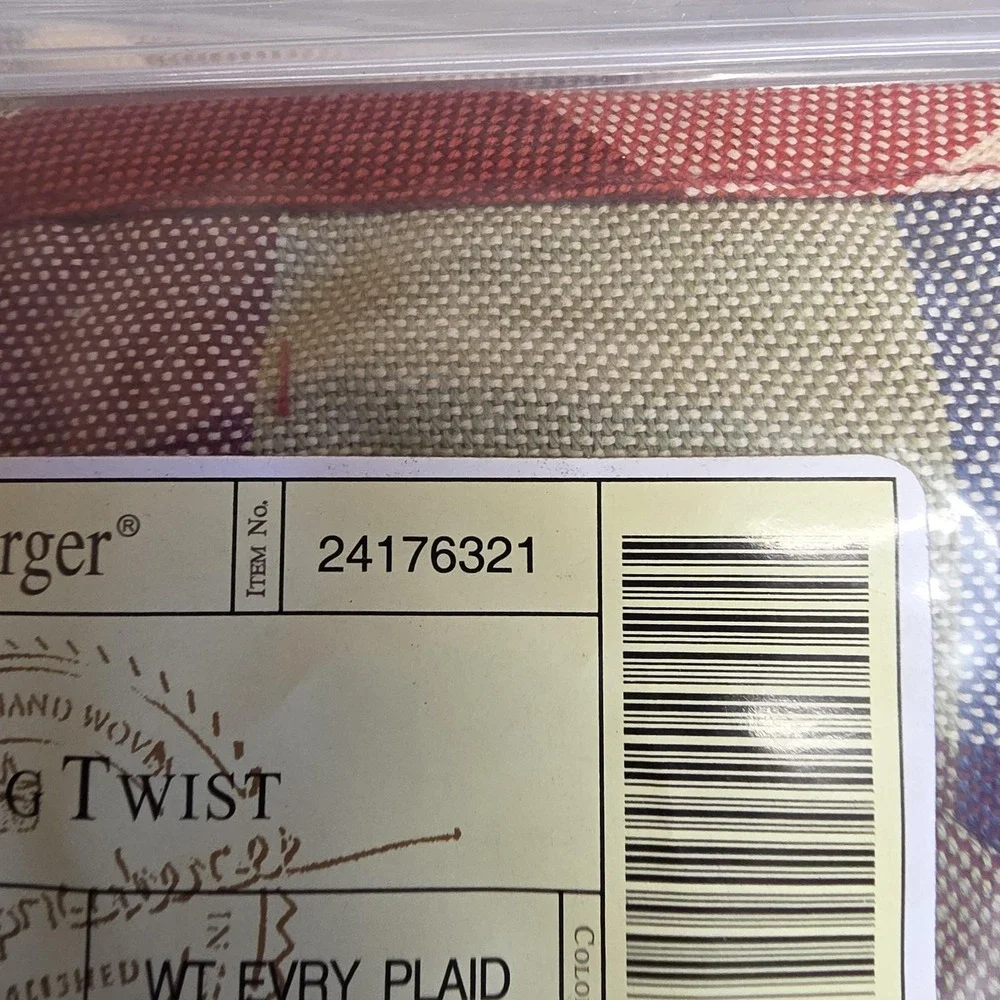 Longaberger Lg Twist Basket Liner WT Evry Plaid Fabric Large Multicolor Country‎
